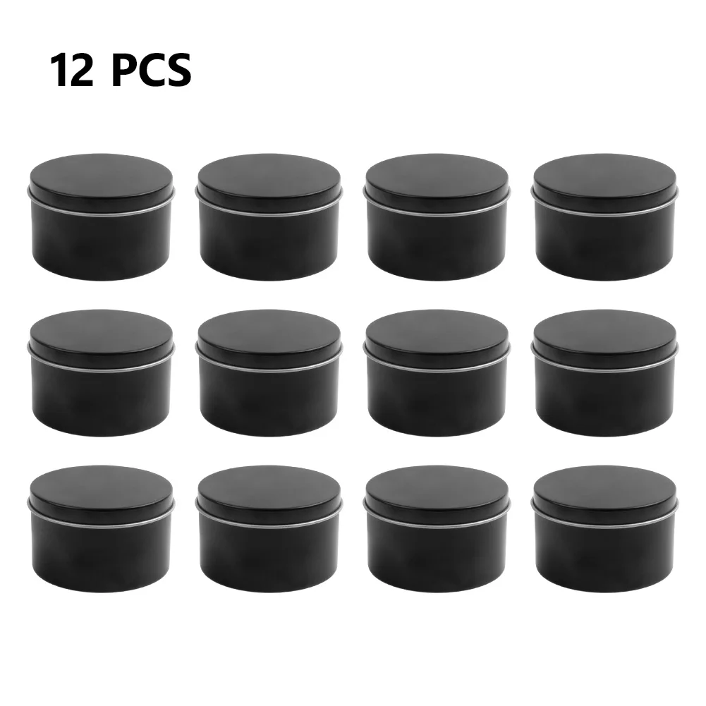 12/24Pcs Round Metal Tin Box C - đánh giá và giá Black Tin Candle